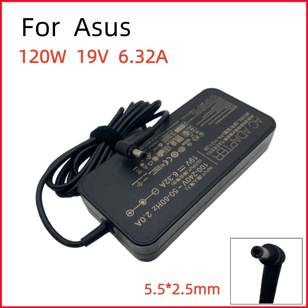 Cargador de ordenador portátil de 19V 6.32A 120W 5,5*2,5mm para For Asus N550 N750 N53S G50 N55 GL551 GL552 GL553 GL752 GL753 adaptador PA-1121-28