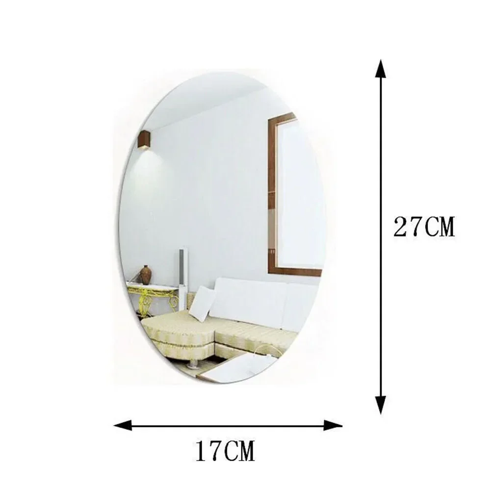 1x Mirror Wall Stickers Oval Square 3D Acrylic Mirror Wall Stickers Self-Adhesive Stickers For Bathroom Dining Room Bedroom Home