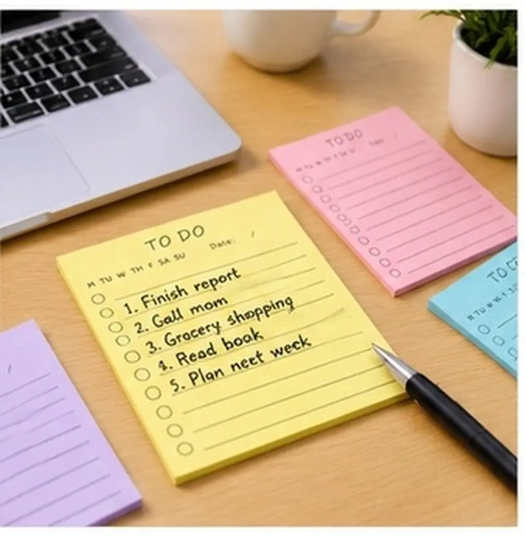 6Pcs Self-Adhesive Memo Stickers Portable Reusable for Students Teachers Office Workers Creative Colorful