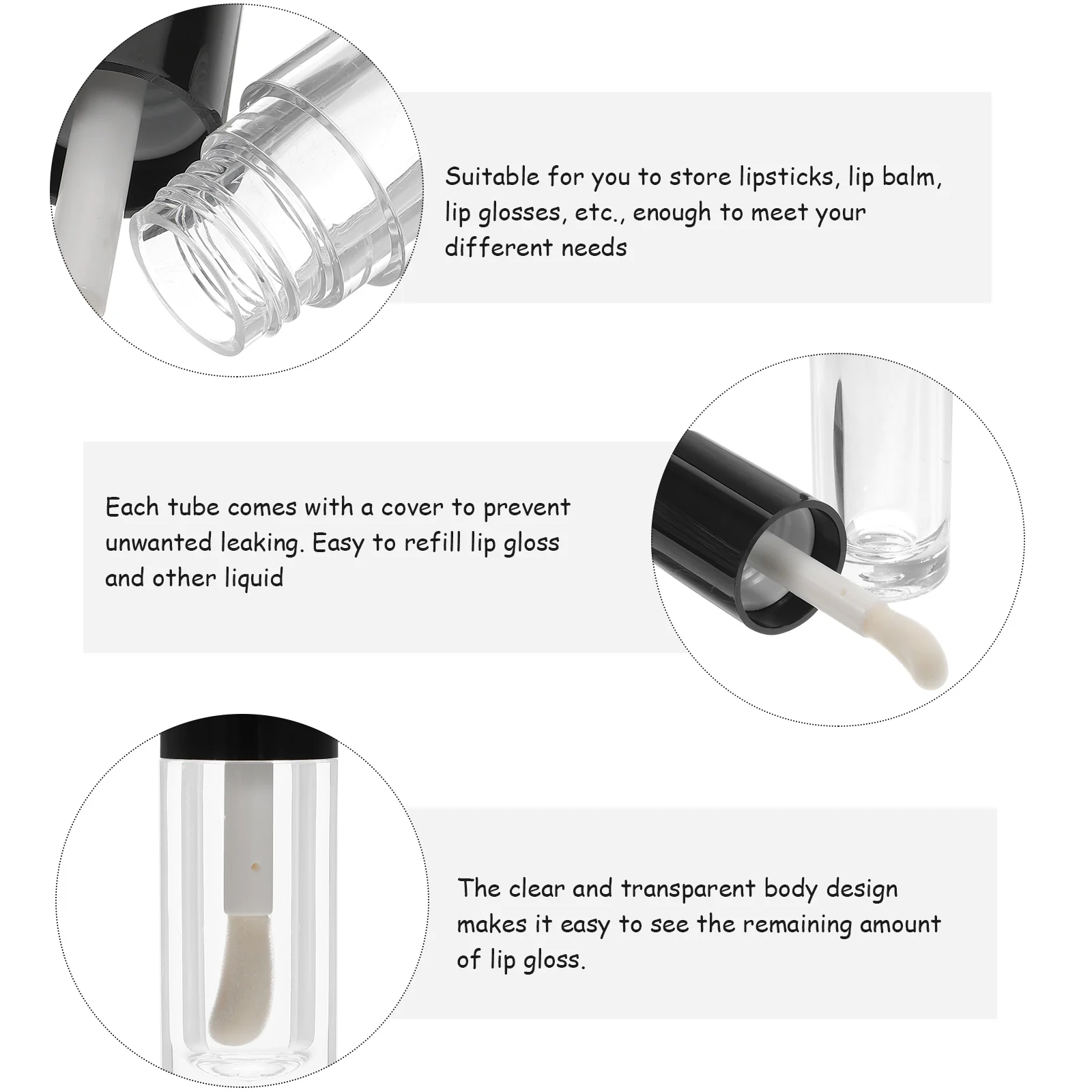 

5 Pcs Filling Lip Gloss Tube Travel Bulk Material Plastic Empty Oil Containers with Wand