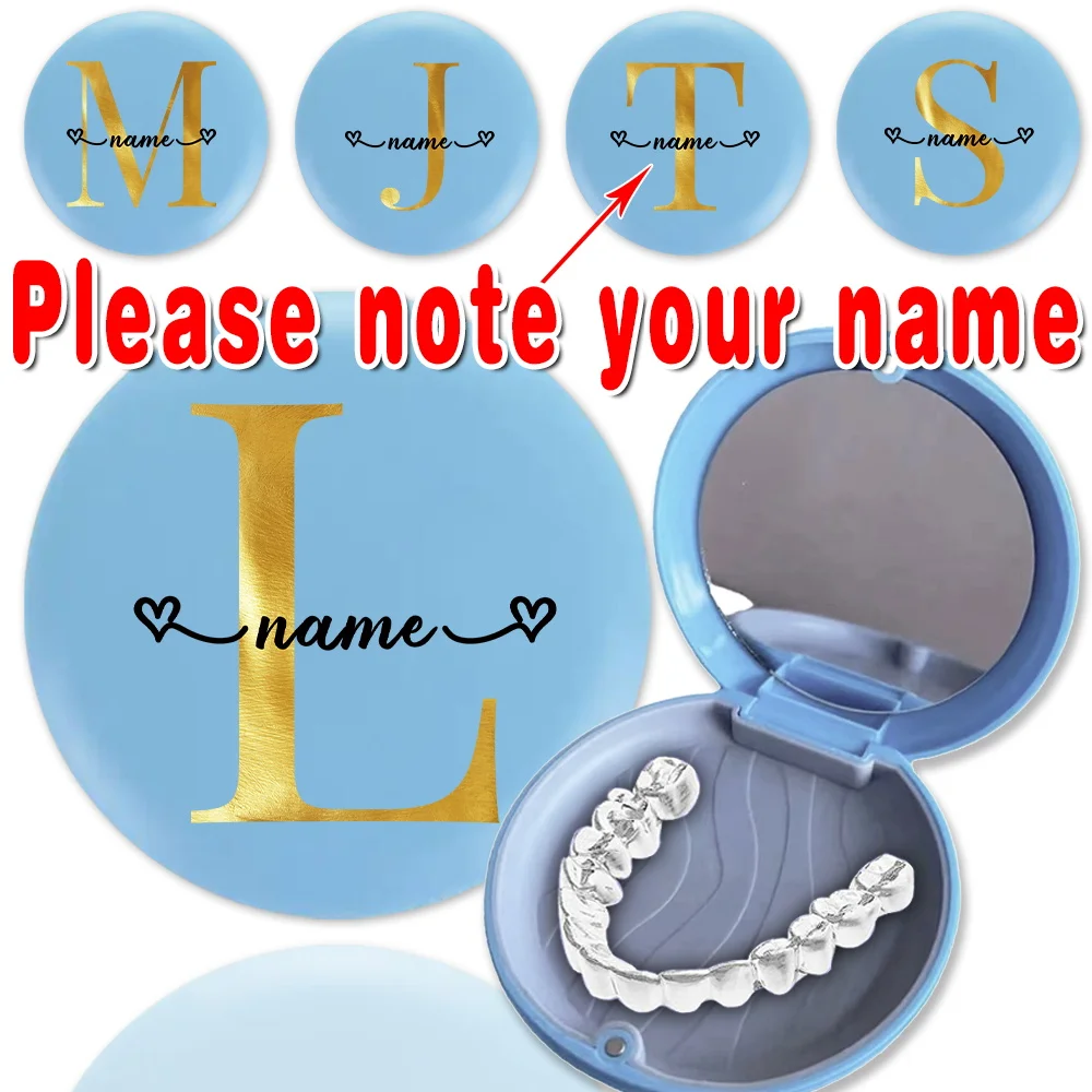 

Customized Name Teeth Box With Mirror Portable Retainer Denture Case Pocket Orthodontic Mouth Guard Organizer Holder For Daily