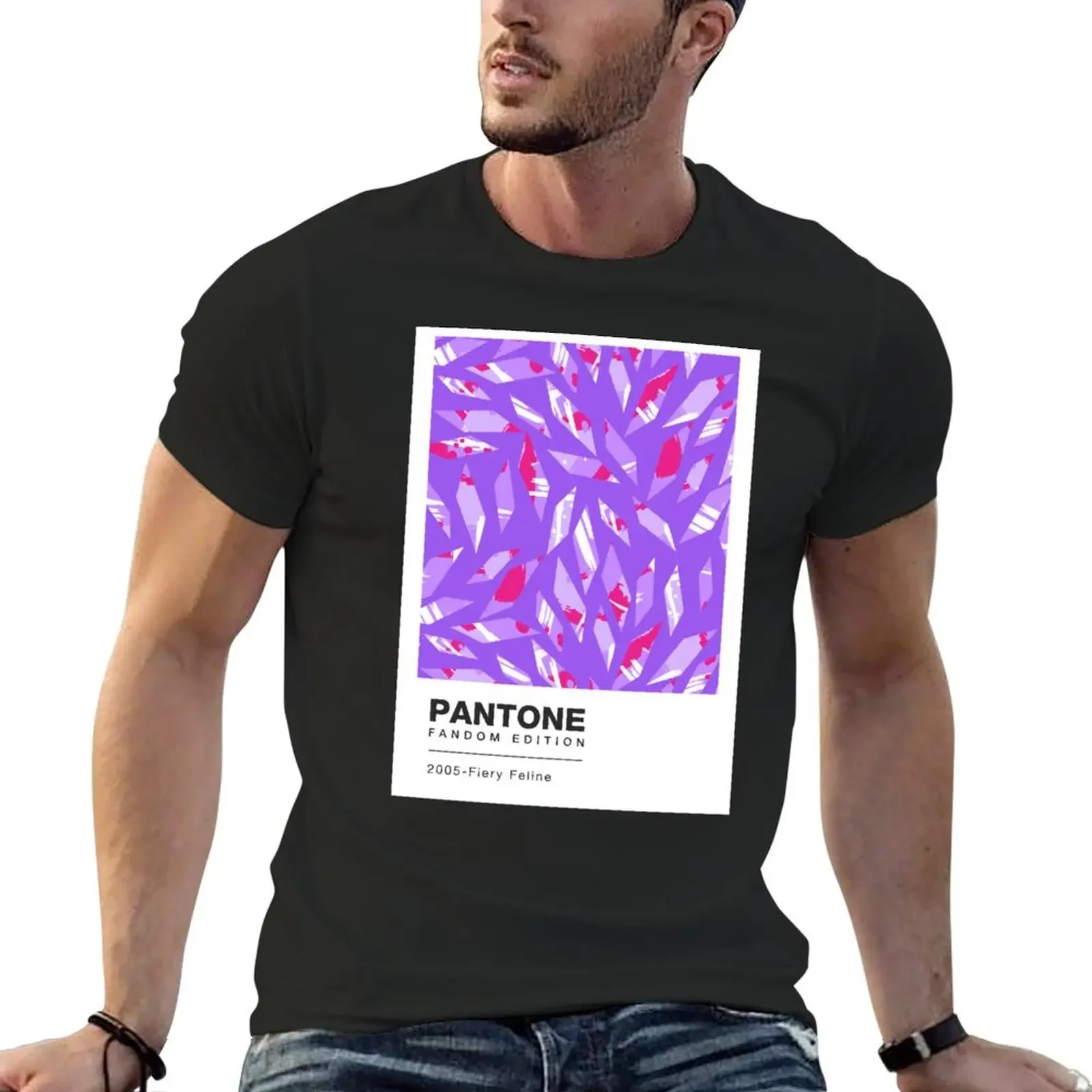 Pantone Color - Fiery Feline T-Shirt cute tops anime clothes men t shirts