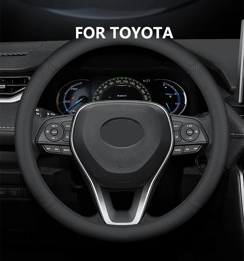 Top-grade cowhide leather steering wheel cover for Toyota Corolla, Corolla Cross, Levin, Camry, YarisRAV4
