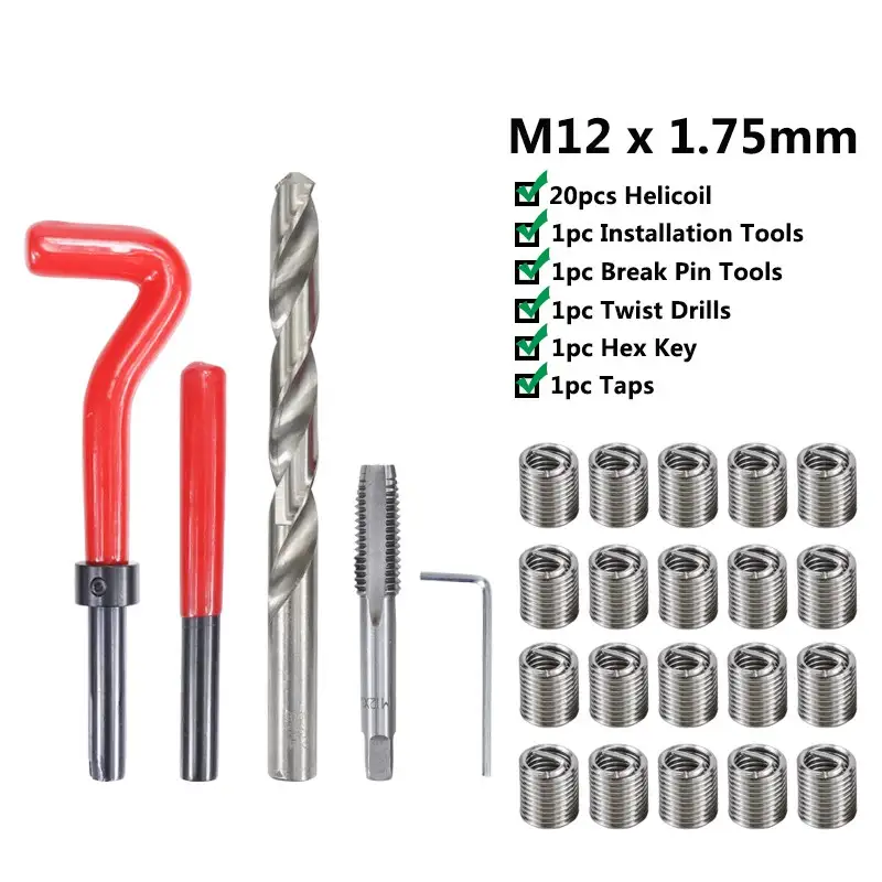 XCAN Thread Repair Kit M3 M4 M5 M6 M8 M10 M12 M14  Screw Thread Inserts For Restoring Damaged Threads Repair Tools Drill Bit - Image 13