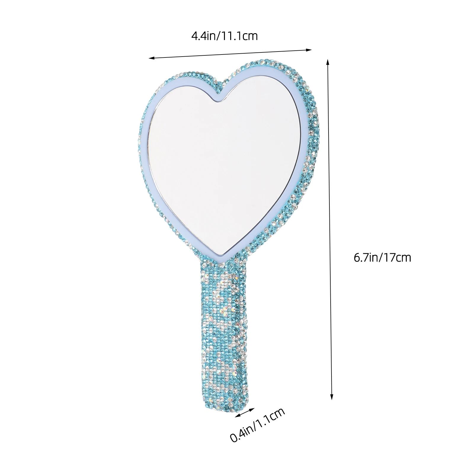 휴대용 하트 모양 손거울 인체공학적 손잡이 콤팩트 플라스틱 메이크업 미러 가벼운 개인용 포켓 여행용 화장 거울