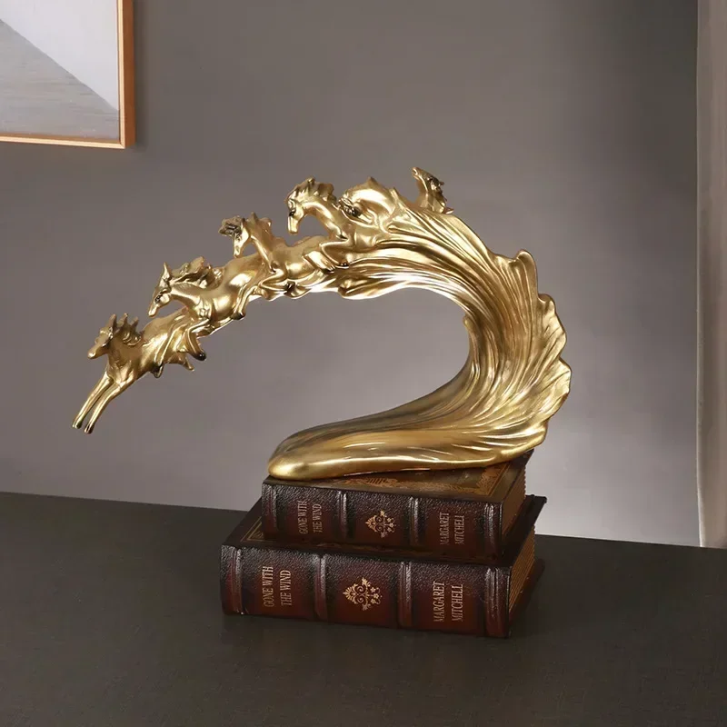 Galloping Horses Pentium Sculpture Entrance Living Room Bedroom Desktop Dining Table Modern Home Crafts Ornament Decoration
