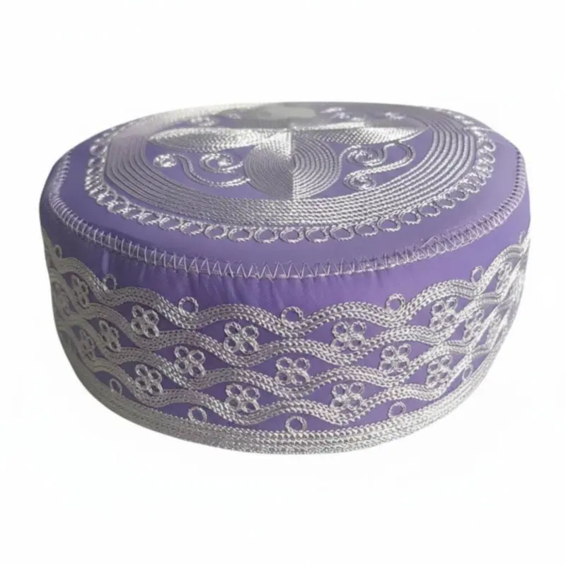 Flat Top Muslim Cap, Embroidered Prayer Hat for Men, Ethnic Design, Comfortable Wear view 5