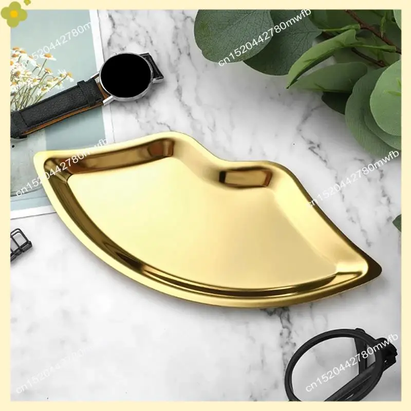 LDHL 2PCS Stainless Steel Lip Shaped Jewelry Tray Home Cosmetics Metal Tray Female Jewelry Storage Tray Decorative, Easy Install