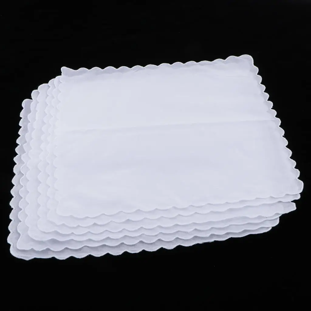 Lenços de algodão branco lenço de bolso quadrado para homens e mulheres 28x29cm