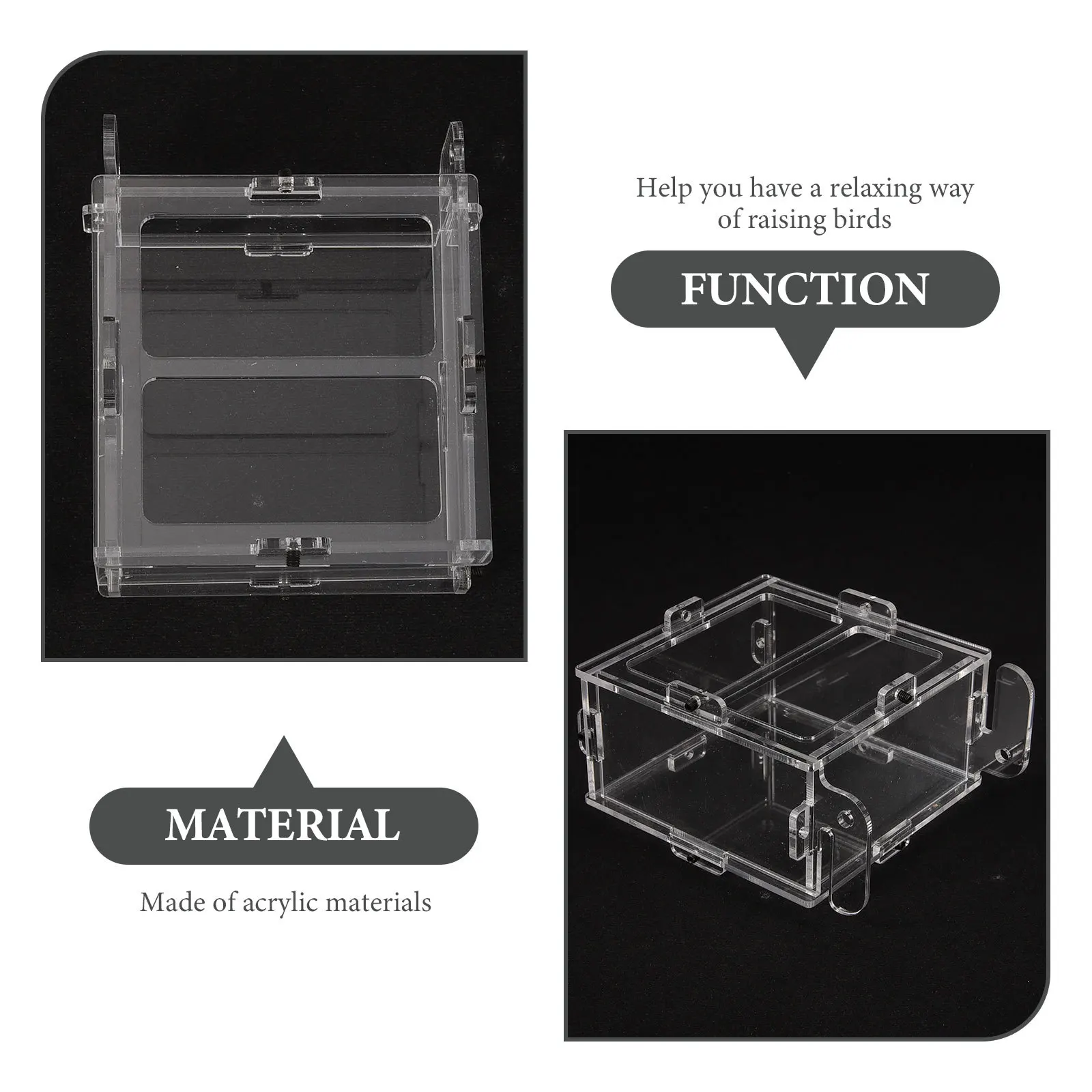 

Acrylic Splash-Proof Bird Feeder Large Capacity Protective Design for Bird Cage Window Hanging Food Supplement Feeder Pet Parrot