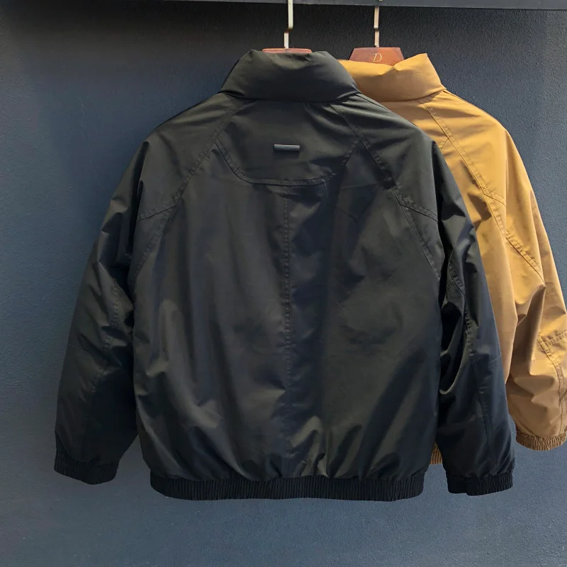 2025 new stand up collar workwear style down jacket men's warm jacket winter fashion versatile trend high-end outdoor clothing