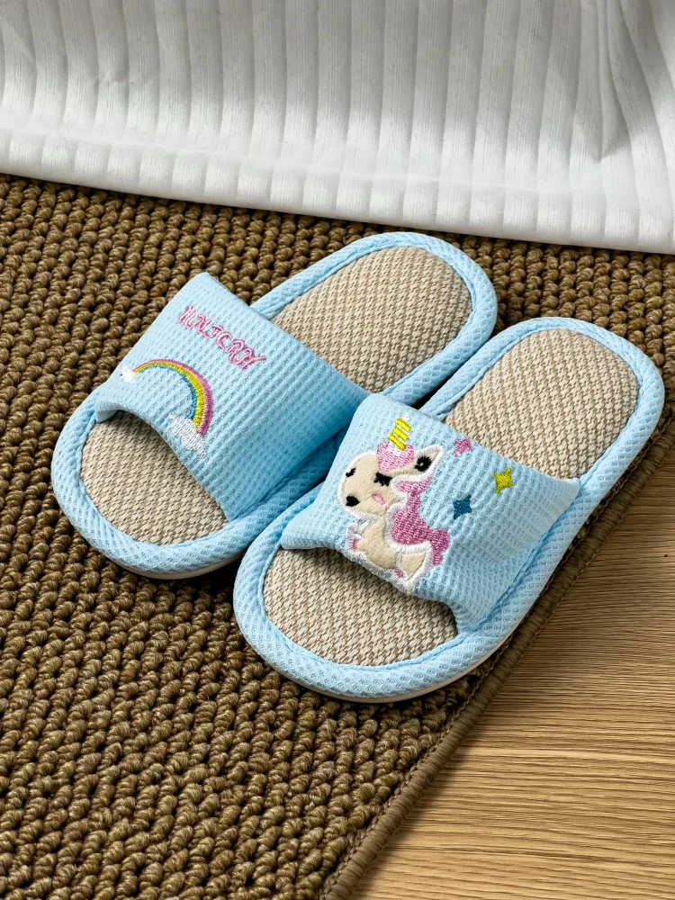 

Unicorn boys and girls home slippers kids linen indoor home slippers