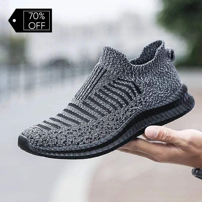 

Мужские дышащие повседневные кроссовки 2026: легкие уличные прогулочные туфли, нескользящие мужские кеды без шнурков, вулканизированные слипоны