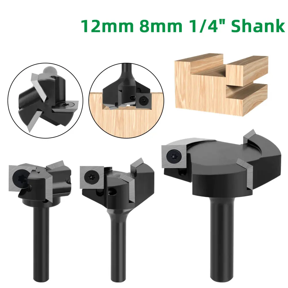 

1PCS 1/4" 8mm 12mm Shank Router Bit With Milling Cutter Cemented Carbide Woodworking Bit Spoilboard Disassemble Drill