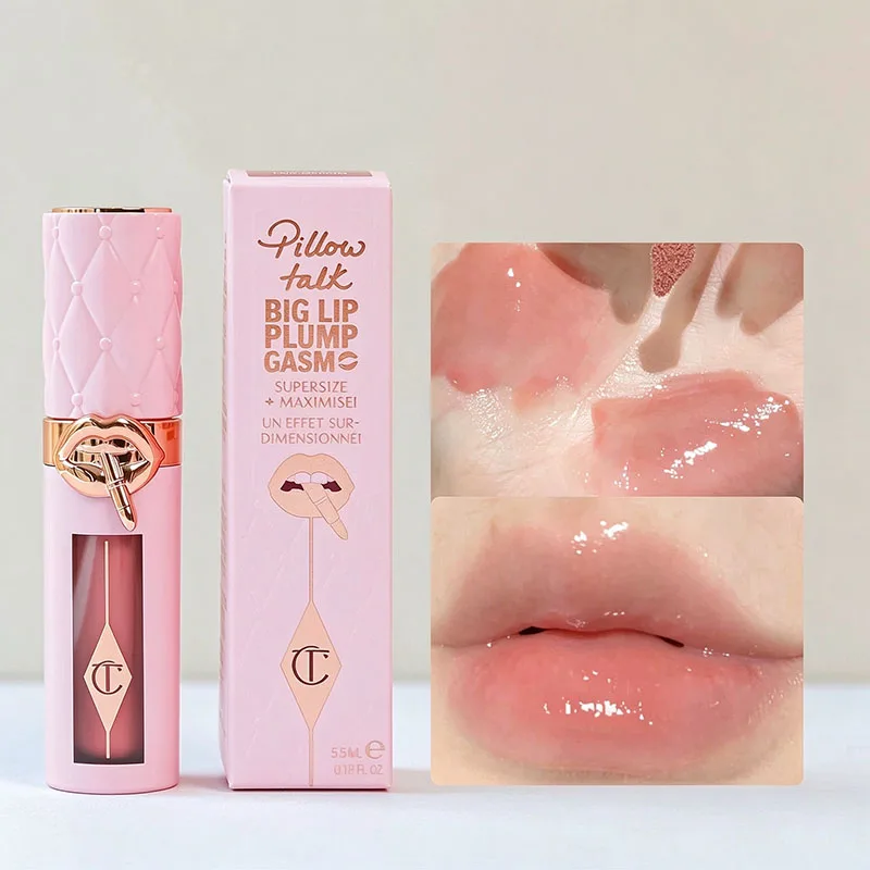 CT Hydrating Plump Lip Gloss Lasting Moisturizing Mirror Lip Tint Nude Glitter Lip Makeup Heart Two-tone Blush Natural Cosmetics