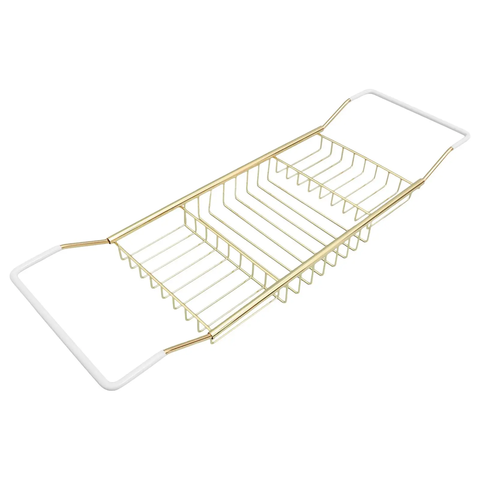 Telescopic Anti Storage Rack Golden Bath Tray Bathtub Holder Adjustable Shower Phone Stand Home Bathroom Accessory Non Rust