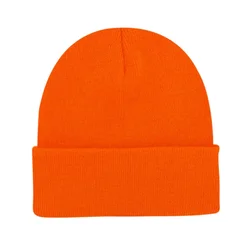 Unisex Neon Gorros Brilhante Inverno Chapéus Cap Knit Skullies Simples dos homens das mulheres Laranja Verde Amarelo Preto Cinza