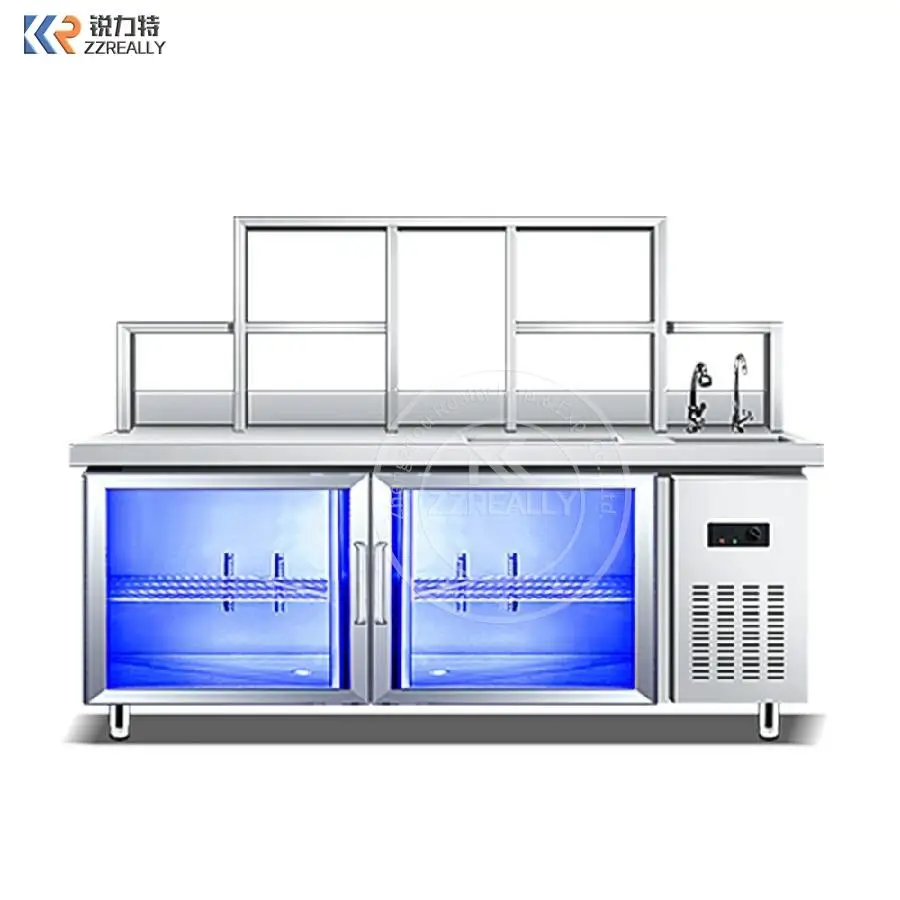 Custom Bubble Tea Machine Refrigerate Working Water Bar Milk Tea Counter With Bubble Tea Shop Equipments