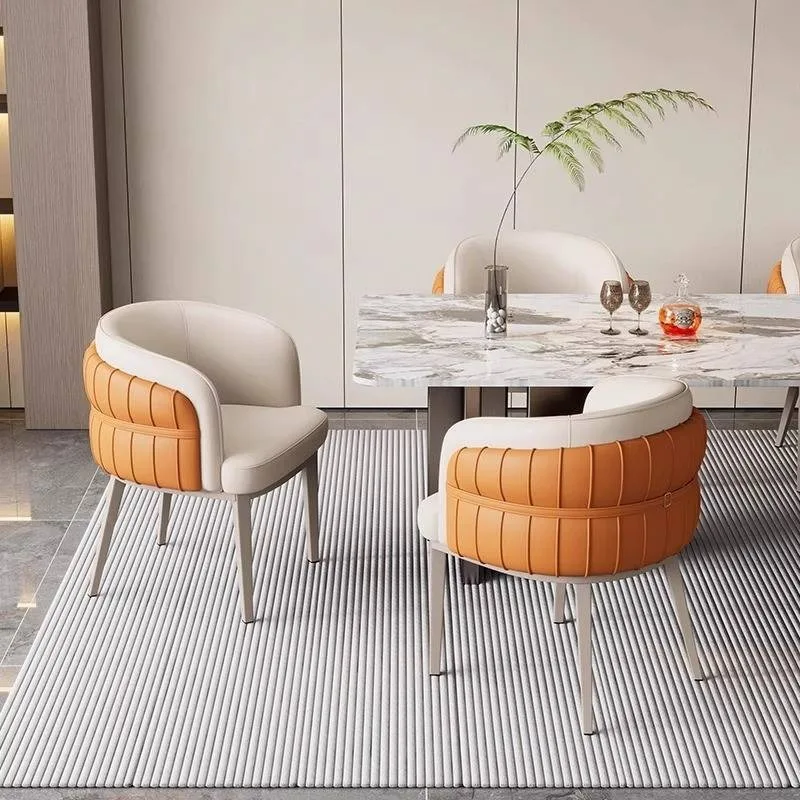 تنجيد كراسي الطعام الفاخرة مسند الظهر وسادة الغرور الأريكة الطعام كرسي غرفة المعيشة تصميم أثاث Sillas Para Comedor #2