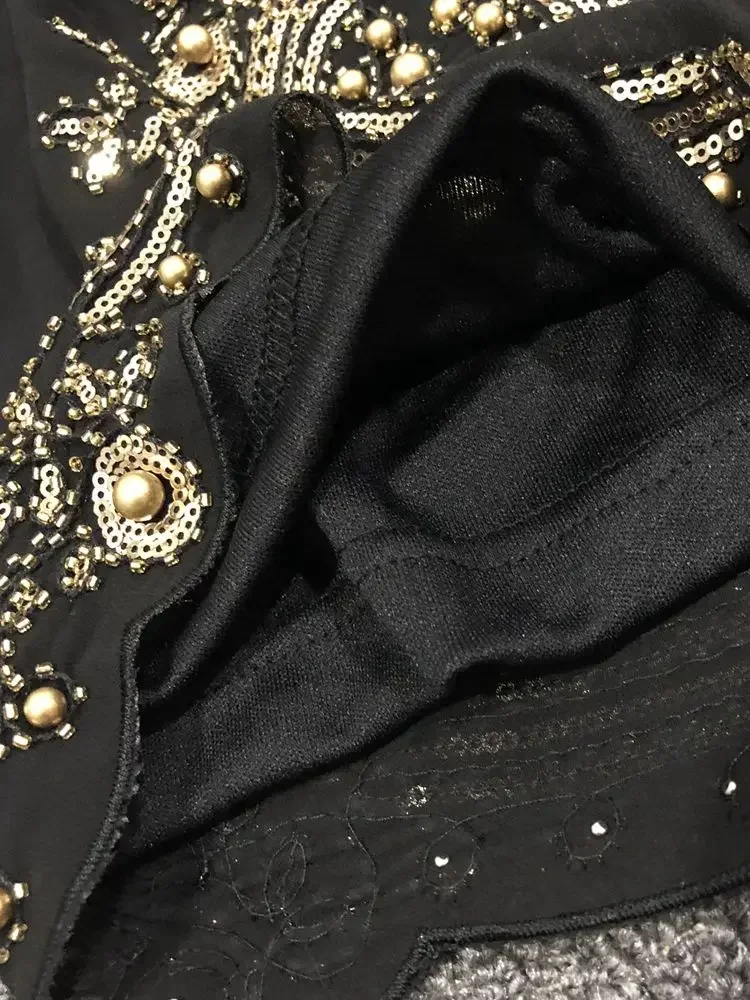 Frauen Vintage Gold Stickerei kurze Hosen Perlen Arbeits Shorts Frauen Stickerei Pailletten Shorts