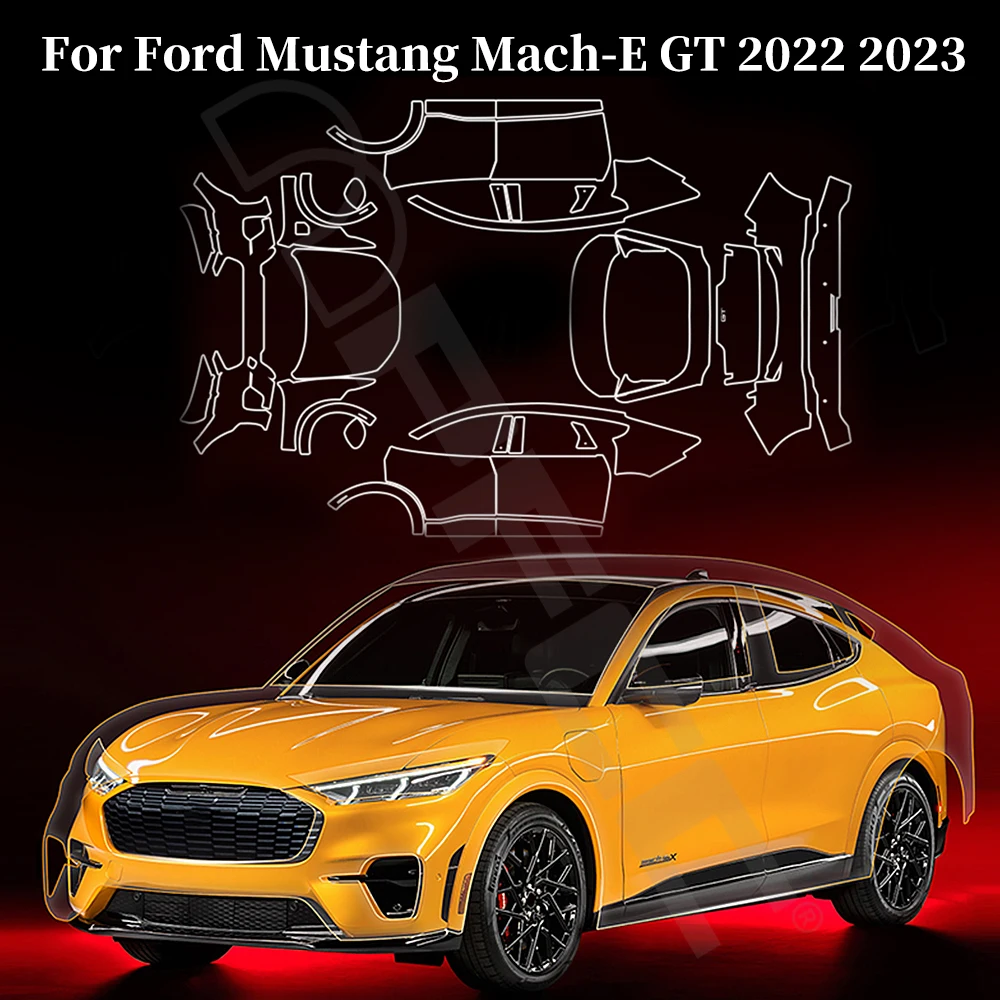 For Ford Mustang Mach-E GT 2022 2023 TPU Car Paint Protection Film Pre-cut Clear PPF Anti-Scratch Car Body Resistant Invisible