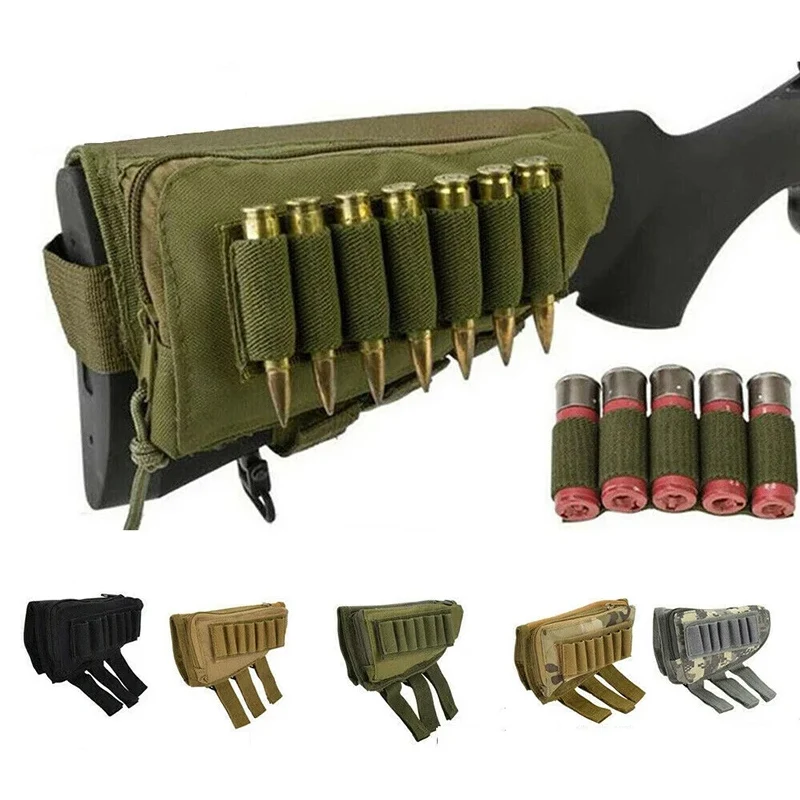 Tactical Muti-functional Hunting Zipper Rifle Buttstock Pack Bag Cheek Pad Rest Shell Mag Ammo Pouch Pocket Magazine Bandolier