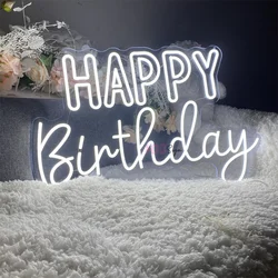 Neon Led Sign Happy Birthday LED Neon Night Lights For Birthday Decoration Party Room Wall Decor Boardsign Neon Lights Lamps USB