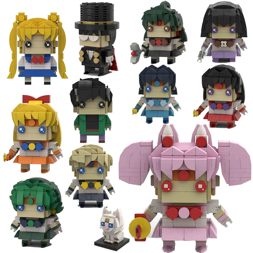 

Anime Series Cute Girl Cartoon Characters Building Blocks MOC Beautiful Magic Girl Warrior Assembly Model Puzzle Kids Toy Gift