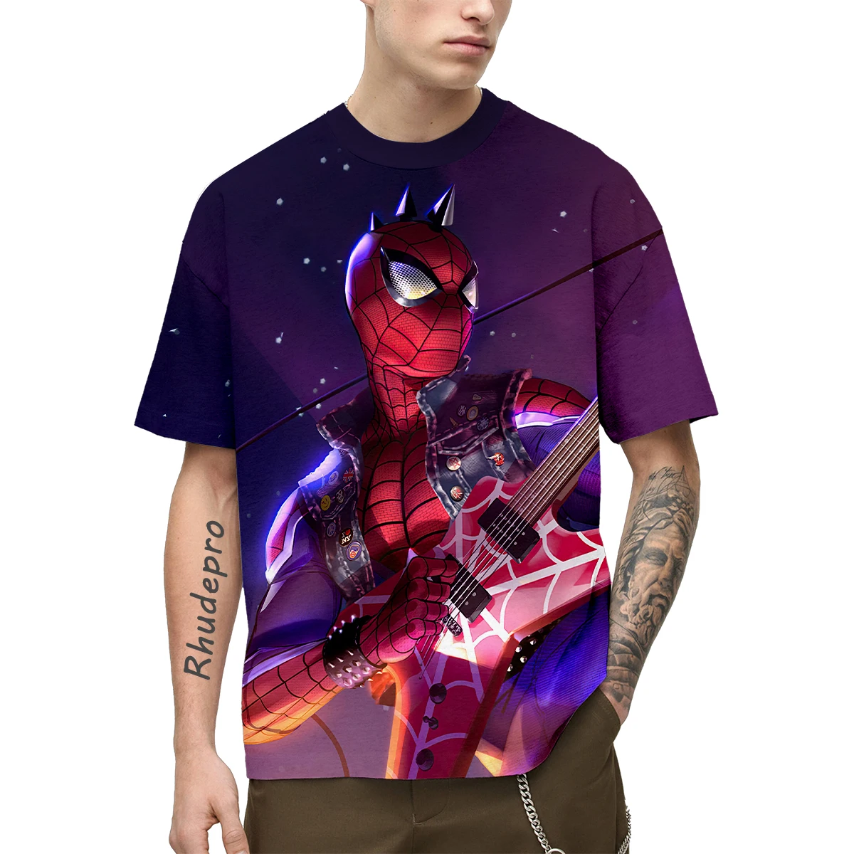 T-shirt manches courtes col rond homme, décontracté et humoristique, avec impression 3D Venom Spider-Man, Hip Hop pour enfants, 2024