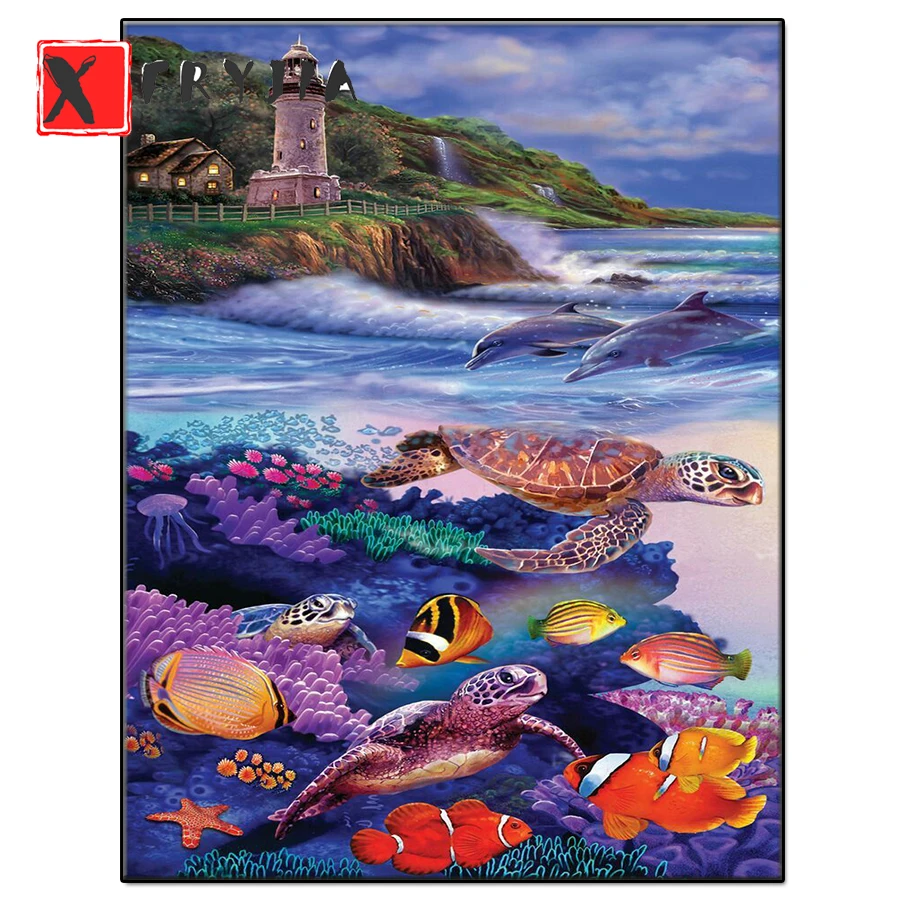 5d diy diamond painting Marine life undersea scenery diamond painting cross stitch mosaic embroidery diamond round square stones