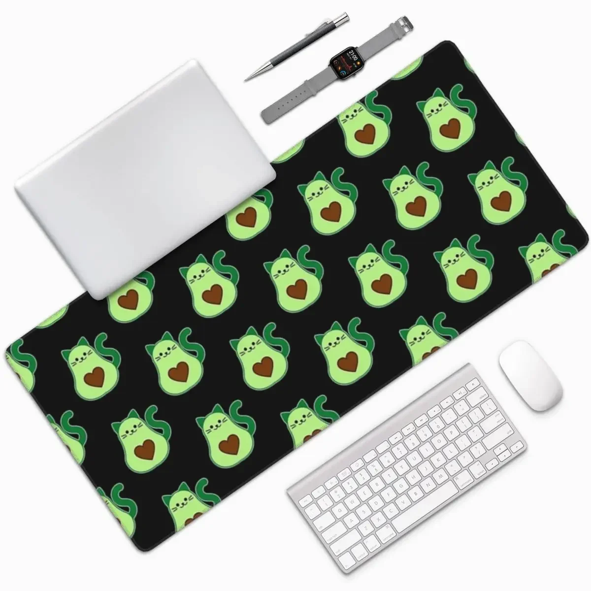 Avocado Cat Avogato Large Mouse Pad Computer Keyboard Mouse Mat Gamer PC Laptop Desk Mat Office Accessories Table Mats