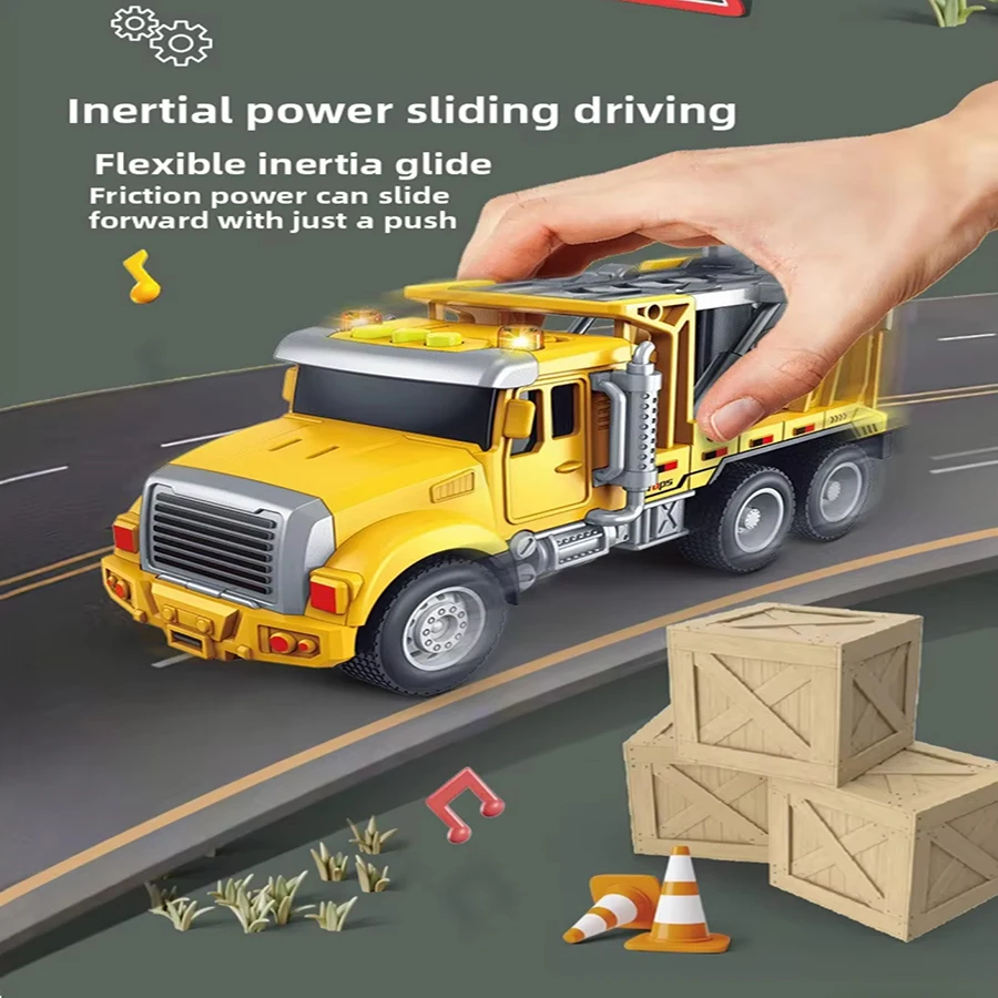 Engineering Vehicle Toy for Children Inertial Model Play Plastic Car Kid Mixer Truck Crane Bulldozer Excavator Boy Gift