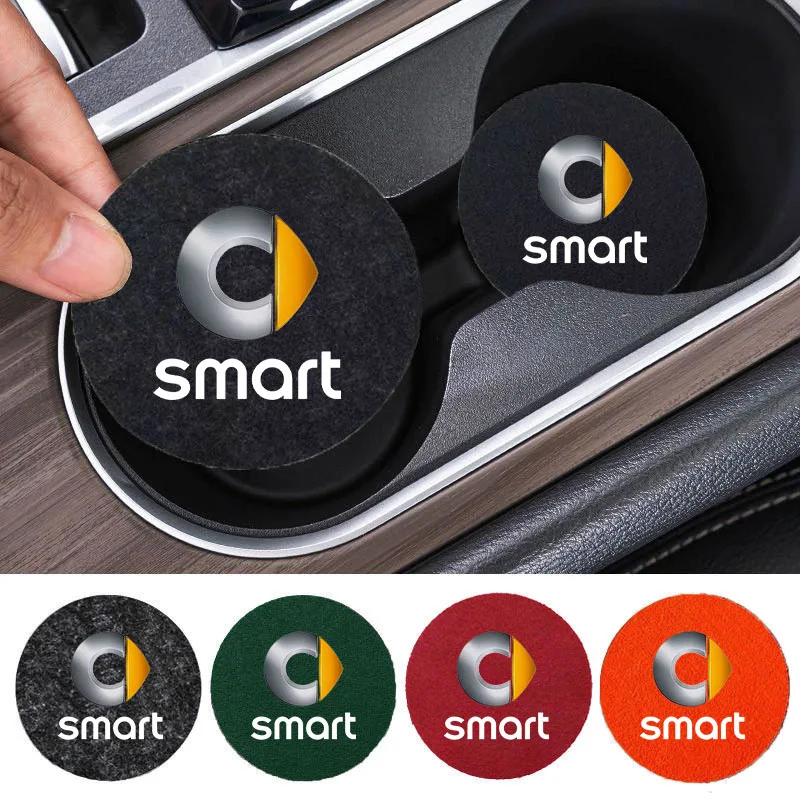 Cup Pad Rubber Mat anti-slip and dustproof water coaster felt cushion For Mercedes Smart Fortwo Forfour 450 451 453 Accessories