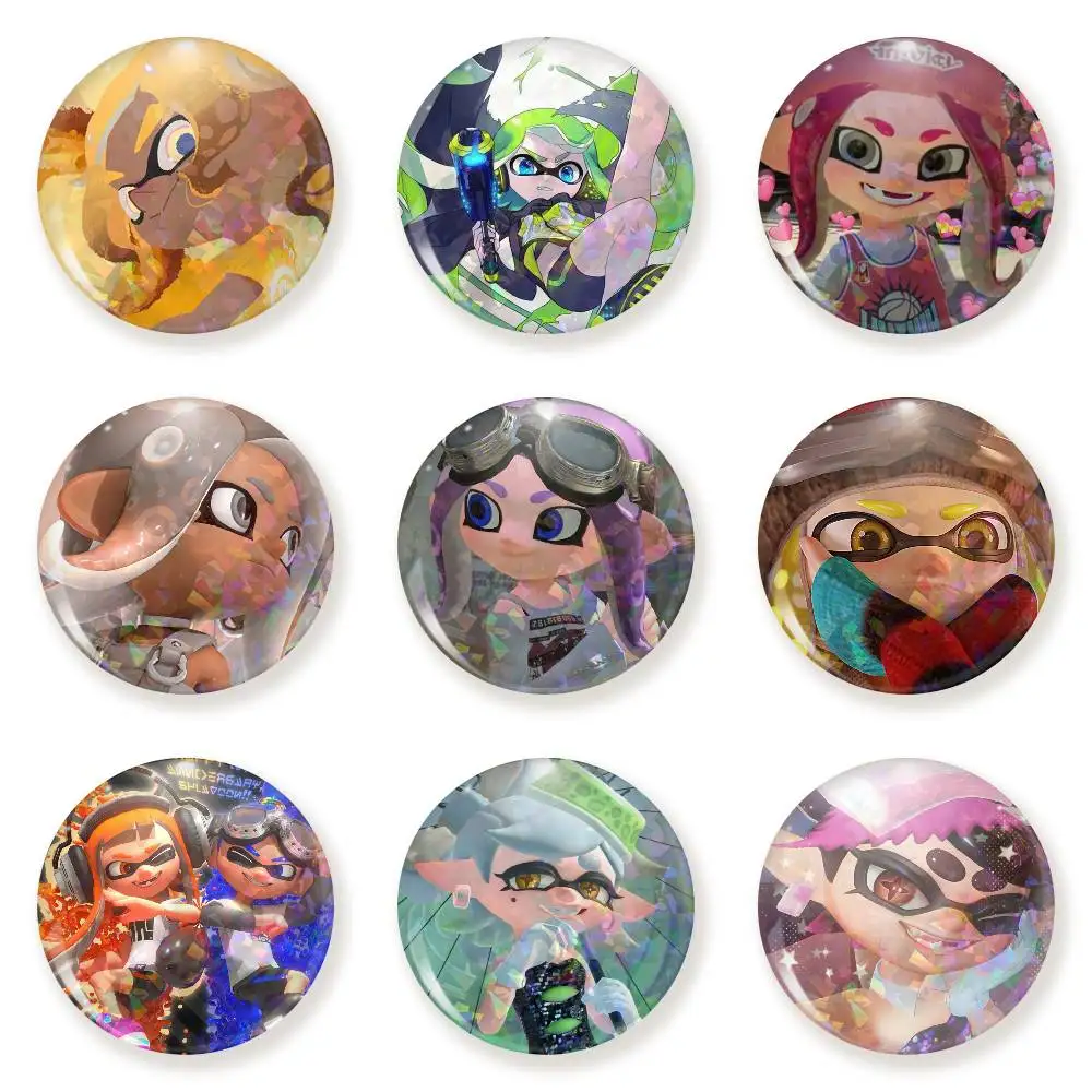 Splatoon 3 75x75 25x25 mm Cartoon Round Brooches on Backpack Shirt Accessories Jewelry Badge Gift for Friends