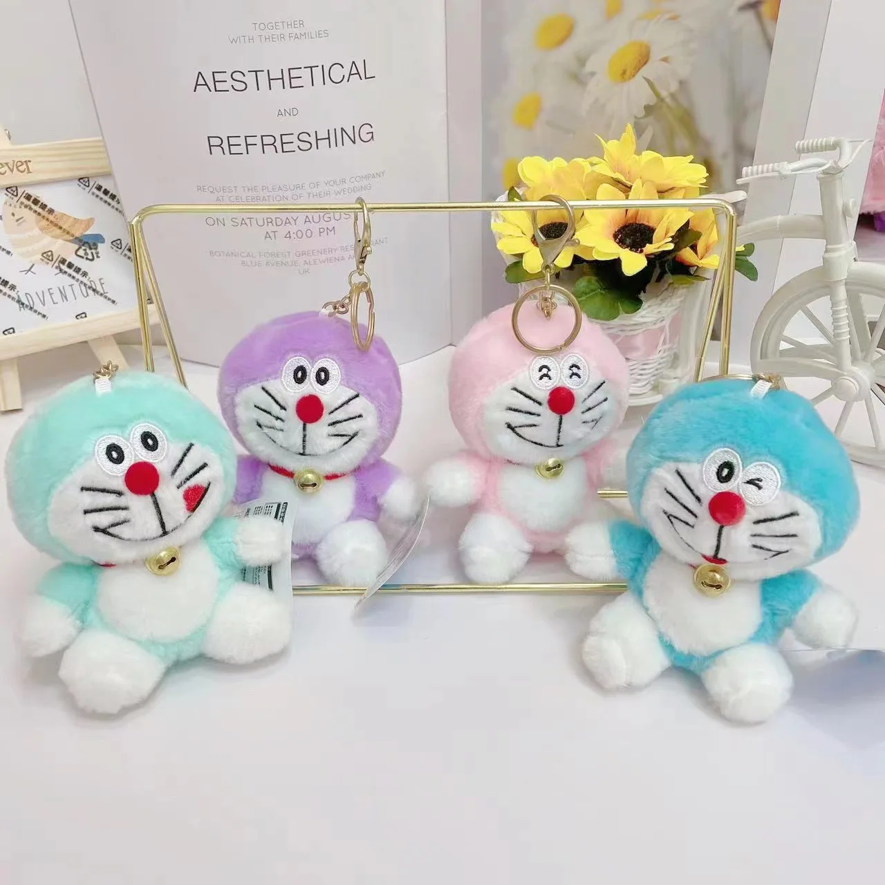 Doraemon Plush Doll 12CM 4 Inch Jingle Cat Keychain Pendant Plush Toy Boutique Doll Room Decoration Girls Holiday Gift