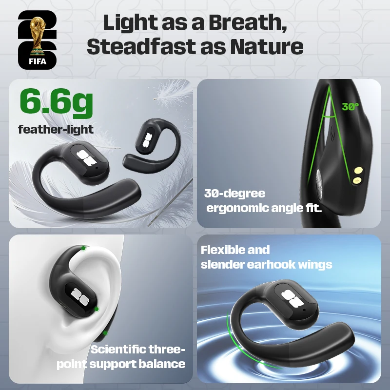 FIFA-F26E09 TWS Wireless Earbuds AI Translator Earbuds 138 Languages Real Time Two Way Translation Bluetooth 6.0 ENC Noise Cancelling 48H Battery 30ms Low Latency Gaming Headphones for Travel Business