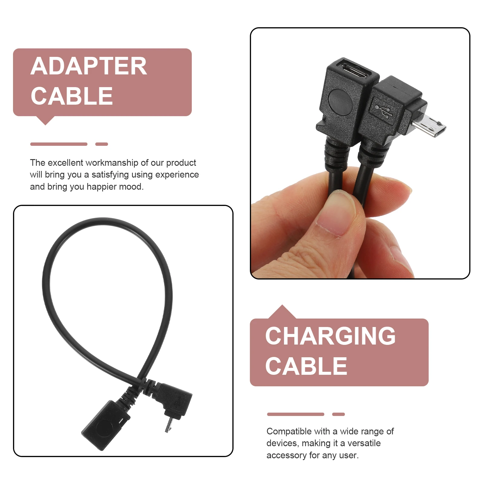 

2pcs 90 Degree USB Cable Right Angle L Shaped Fast Charging Data Transfer Short Length USB A to for Wide