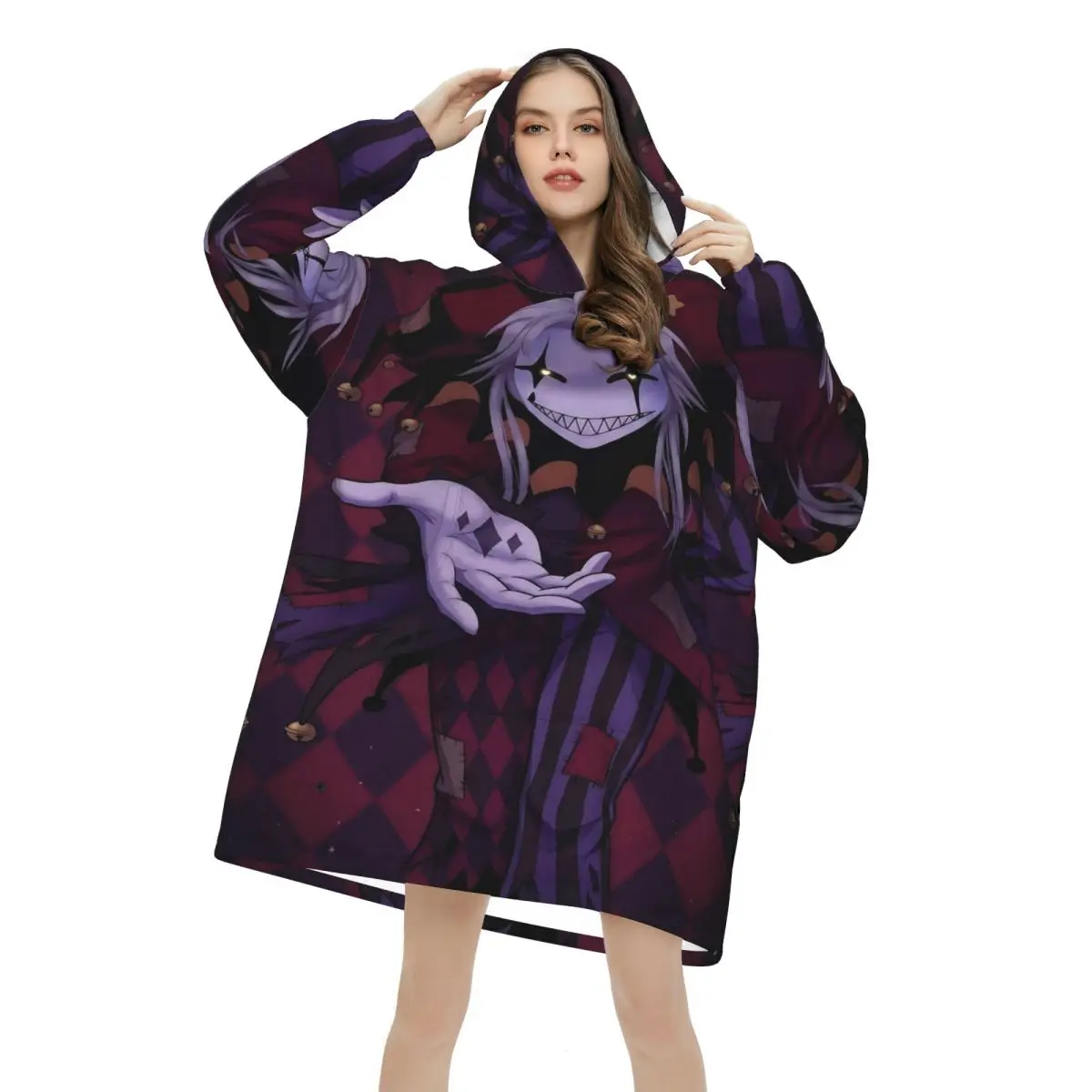 Pierrots The Freak Circus Wearable Blanket Hoodie Warm Cozy Large Blanket Sweatshirt Thick Fleece Hooded Blanket with Pocket
