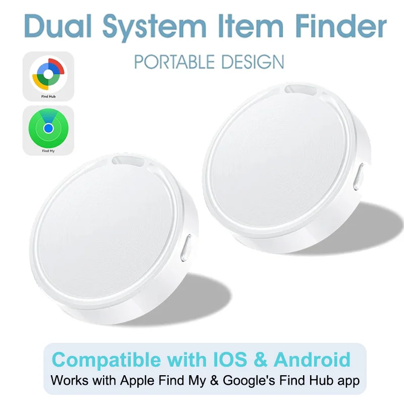 Smart Tag for Android or iOS, Dual System Smart Tags, Bluetooth Tracker Works with Apple Find My App or Google Find Hub, Locator