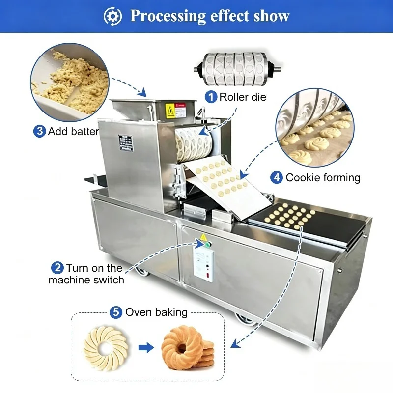 Máquina de prensado rotatorio personalizada para la producción industrial de galletas saladas y bizcochos con formas de melocotón.