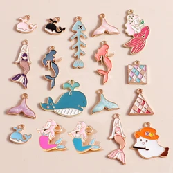 10pcs Lovely Enamel Mermaid Charms for Earrings Necklaces Cute Marine Organism Fish Charms Handmade diy Jewelry Findings