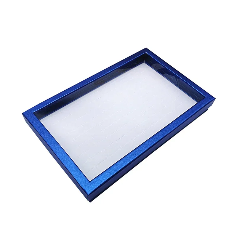 Wholesale 100Slot Velvet Sponge Ring Display Box Cardboard Jewelry Storage Case Holder Showcase Ring Cuff-link Jewelry Tray