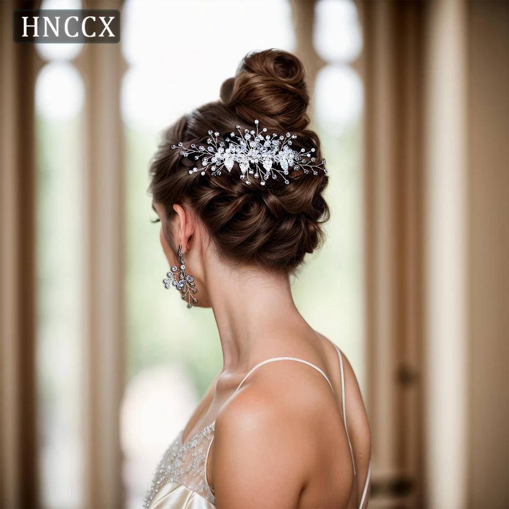 HNCCX Wedding Hair Combs with Earring Bridal Hair Accessories Bridesmaid Headwear Crystal Headpiece Headdress For Party  CP176