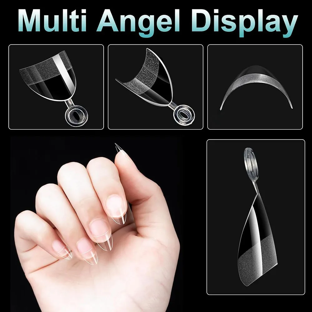 240 개/상자 소프트 젤 짧은 아몬드 네일 팁 하프 커버 프리 에칭 살롱 클리어 프레스 손톱 도구 매니큐어 확장 하프 매트