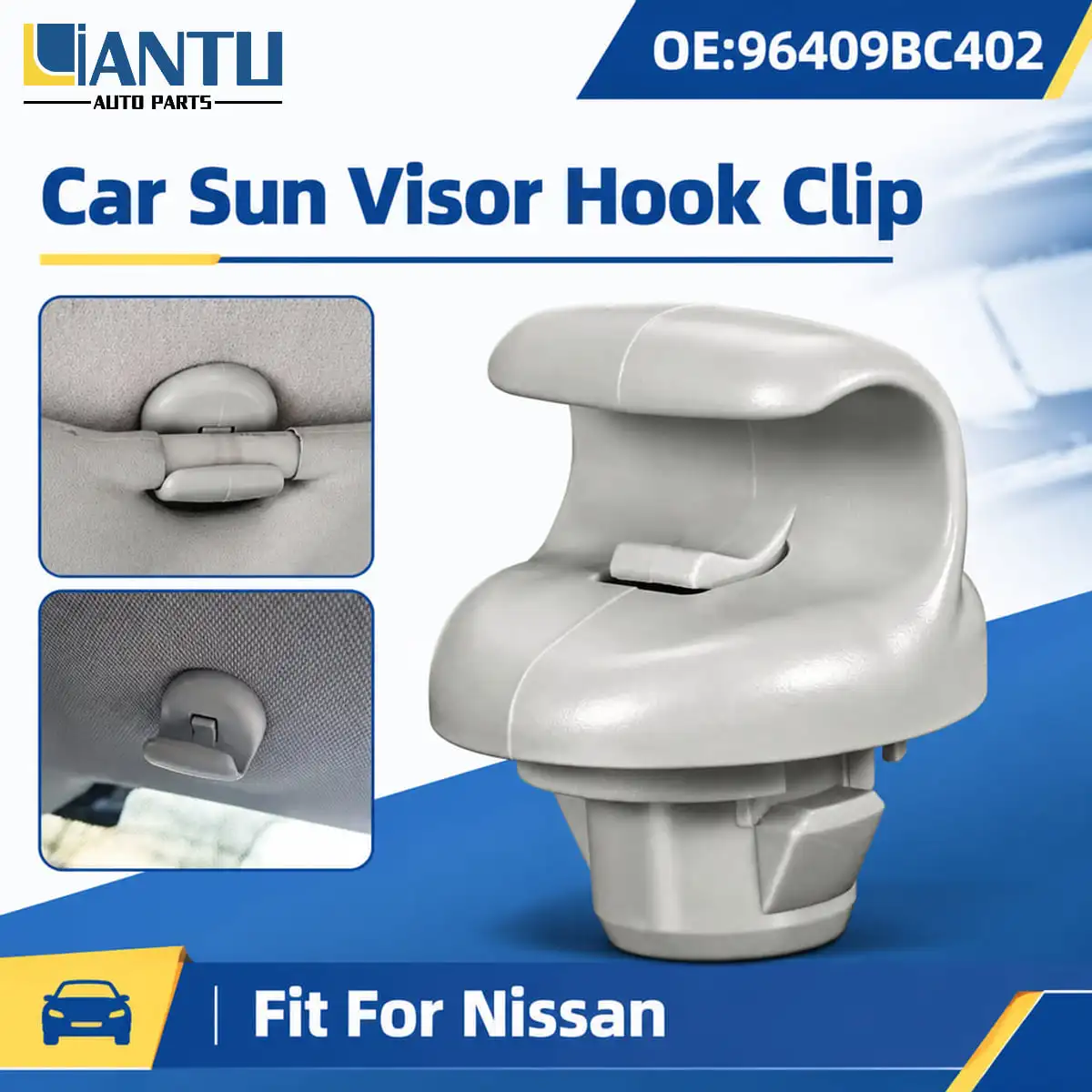 PINMOAP Car Sun Visor Hook Clip Fit For Nissan 96409BC402 Interior Roof Visor Holder Retainer Mount Bracket Replace Accessory