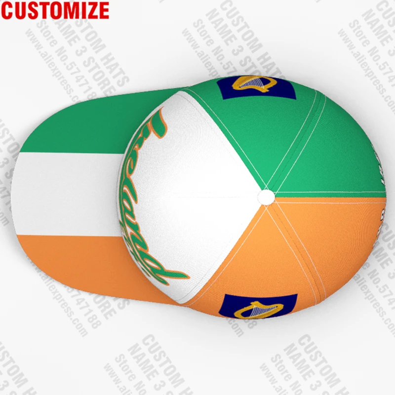 Ireland Baseball Cap Free 3d Custom Made Name Team Logo Ie Fishing Hat Irl Country Travel Irish Nation Eire Flag Eirinn Headgear