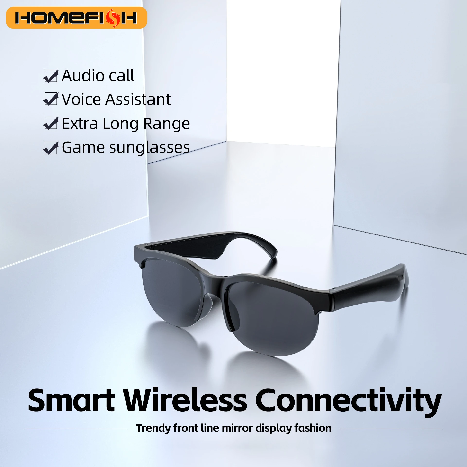 

Умные очки HOMEFISH AI Translation | Bluetooth 5.3 Перевод в реальном времени + музыка и вызов, легкий и портативный