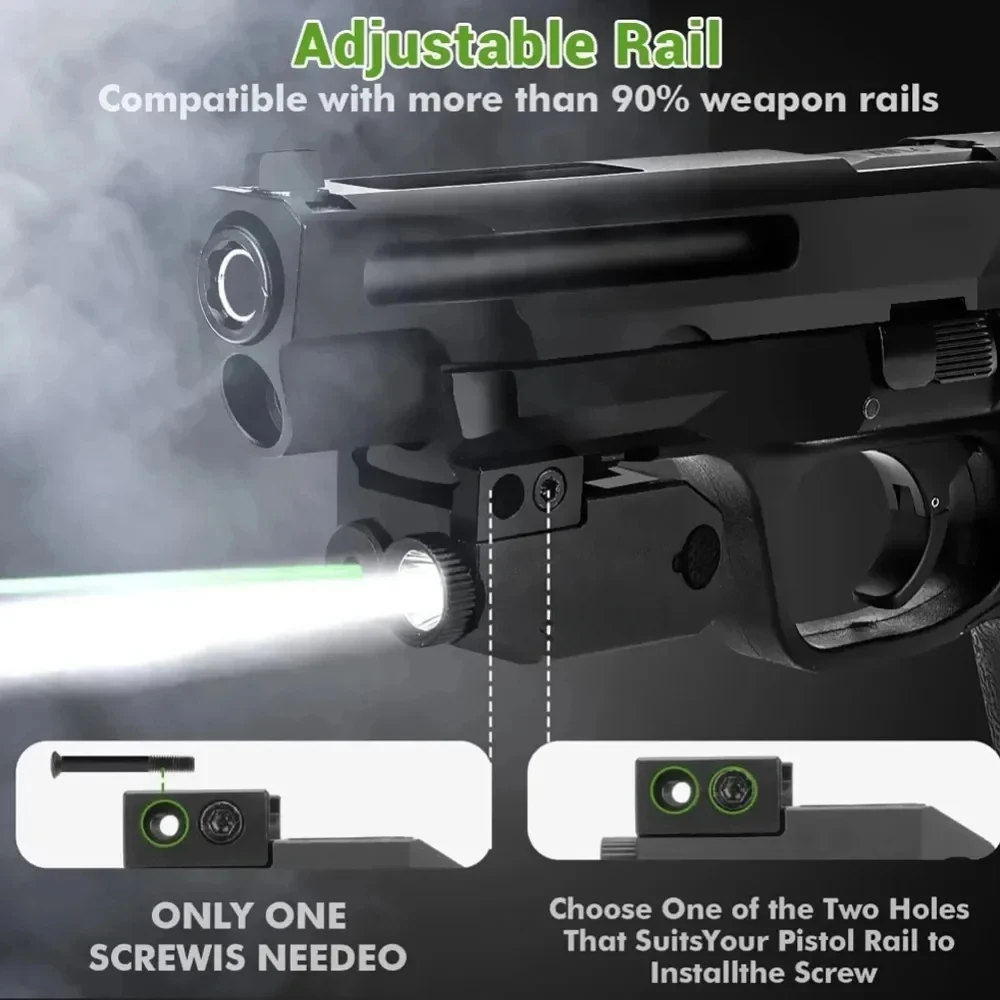 مسدس التكتيكية مصباح يدوي كومبو 500 لومينز LED الشعلة الأحمر/الأخضر الليزر البصر سلاح بندقية ضوء المدمج في البطارية صالح 20 مللي متر السكك الحديدية