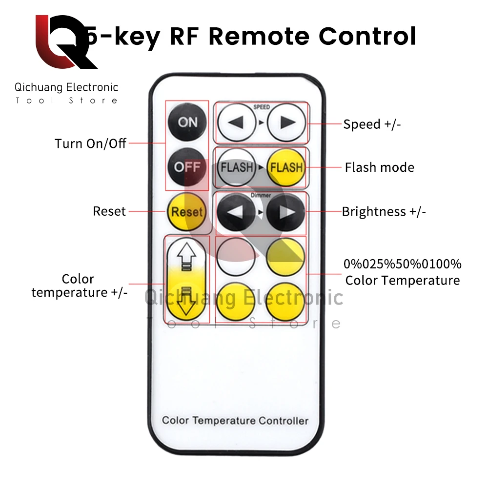 LED-Controller 15 Tasten LED-IR-Zweifarbiger Steuerer IR-Fern dimmer DC5-24V Fernbedienung Abstand 8-15M LED-Streifen leuchten