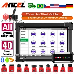 ANCEL X7 HD Heavy Duty Truck Diagnostic Tool TPMS D-P-F Regen ABS SAS ECU Oil Reset Full System OBD2 Truck Scanner 24V/12V Cars